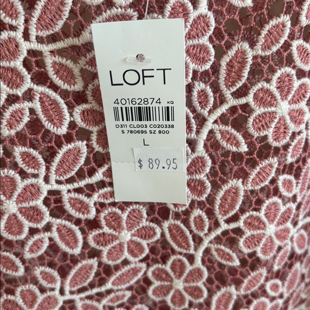 NWT LOFT Mauve Pink Floral Lace Overlay Long Sleeve Blouse - Picture 7 of 7